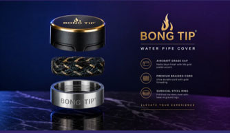 Bong Tip water pipe cover — top cap, braided cord, and stainless steel ring